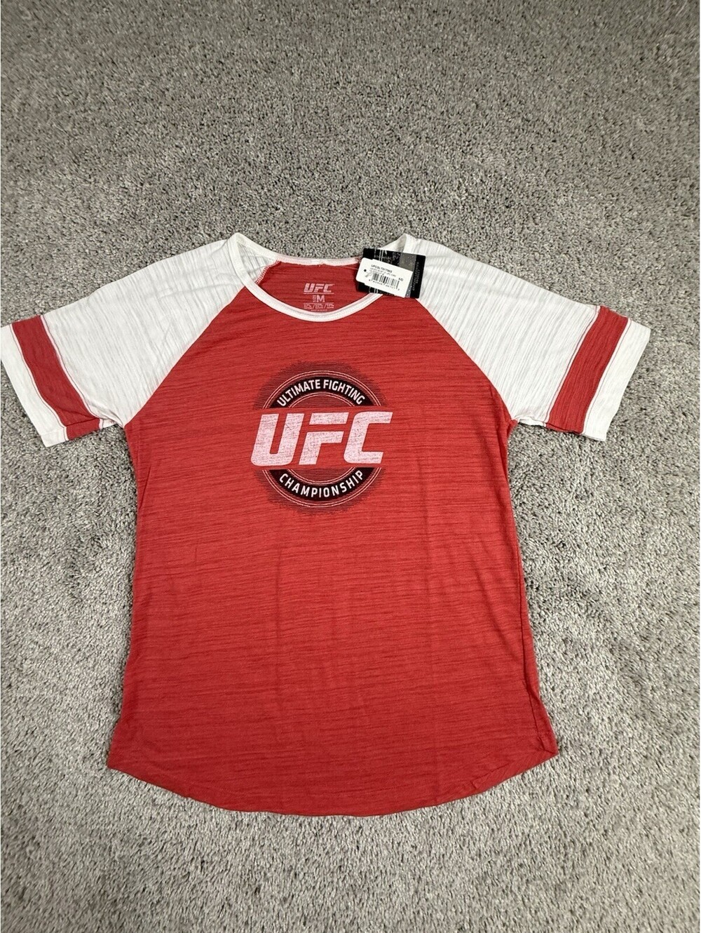Ultimate Fighting Championship Red White Raglan UFC Womens Shirt Medium NWT